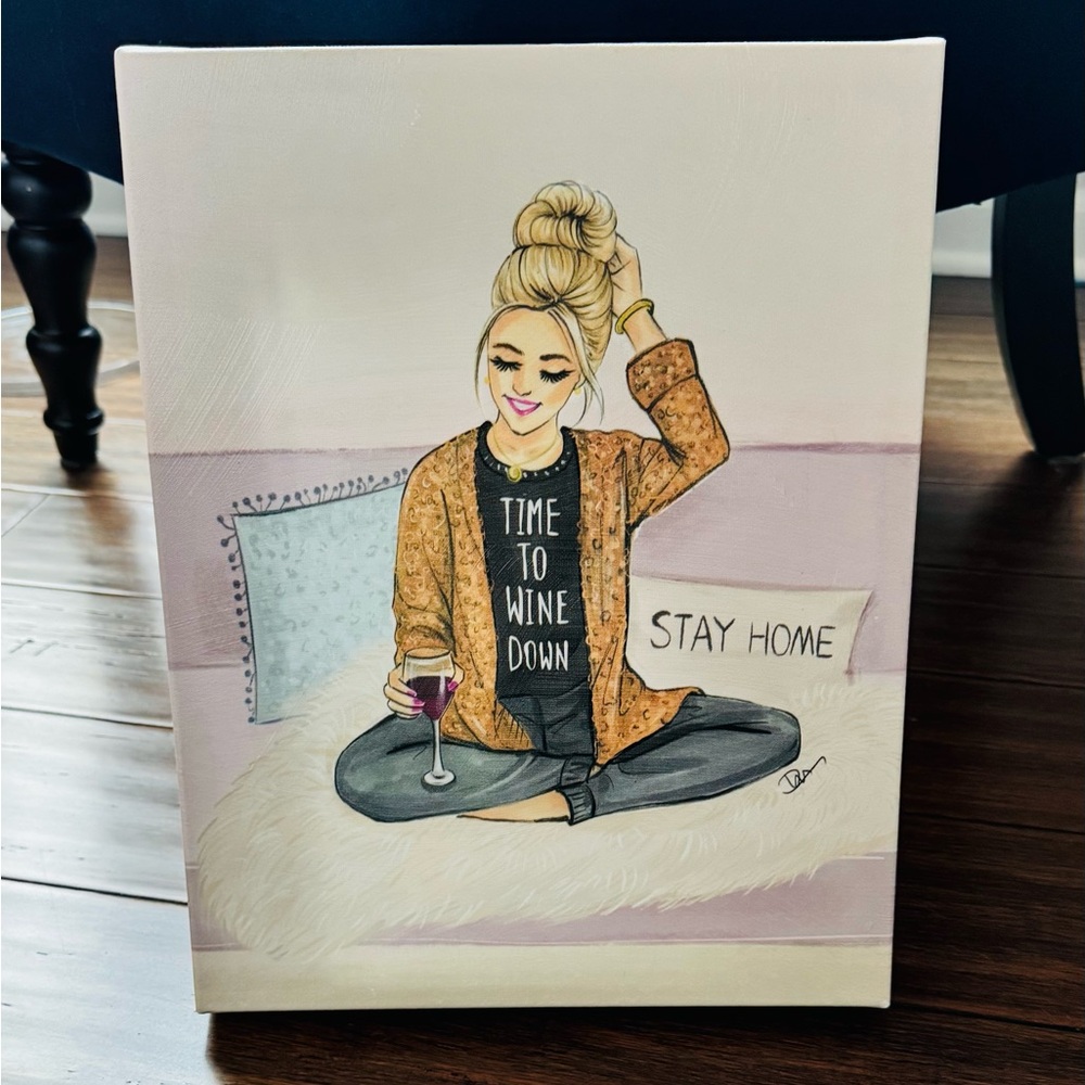 Canvas Frames Wall Art -“TIME TO WINE DOWN”